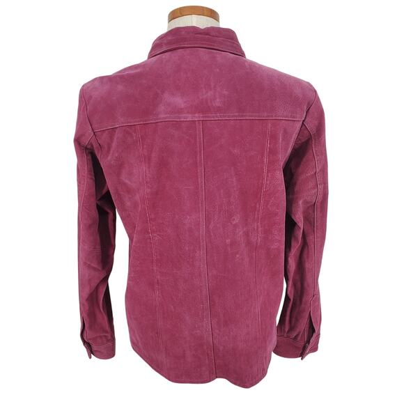 Denim & Co Womens Size Small Pink/Purple Suede 100% Leather Button Snap Jacket - Picture 3 of 6